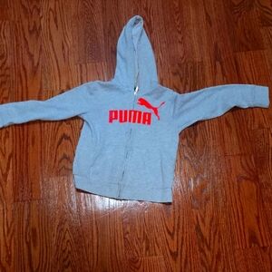 Puma Kids Gray Hoodie with Pink Logo